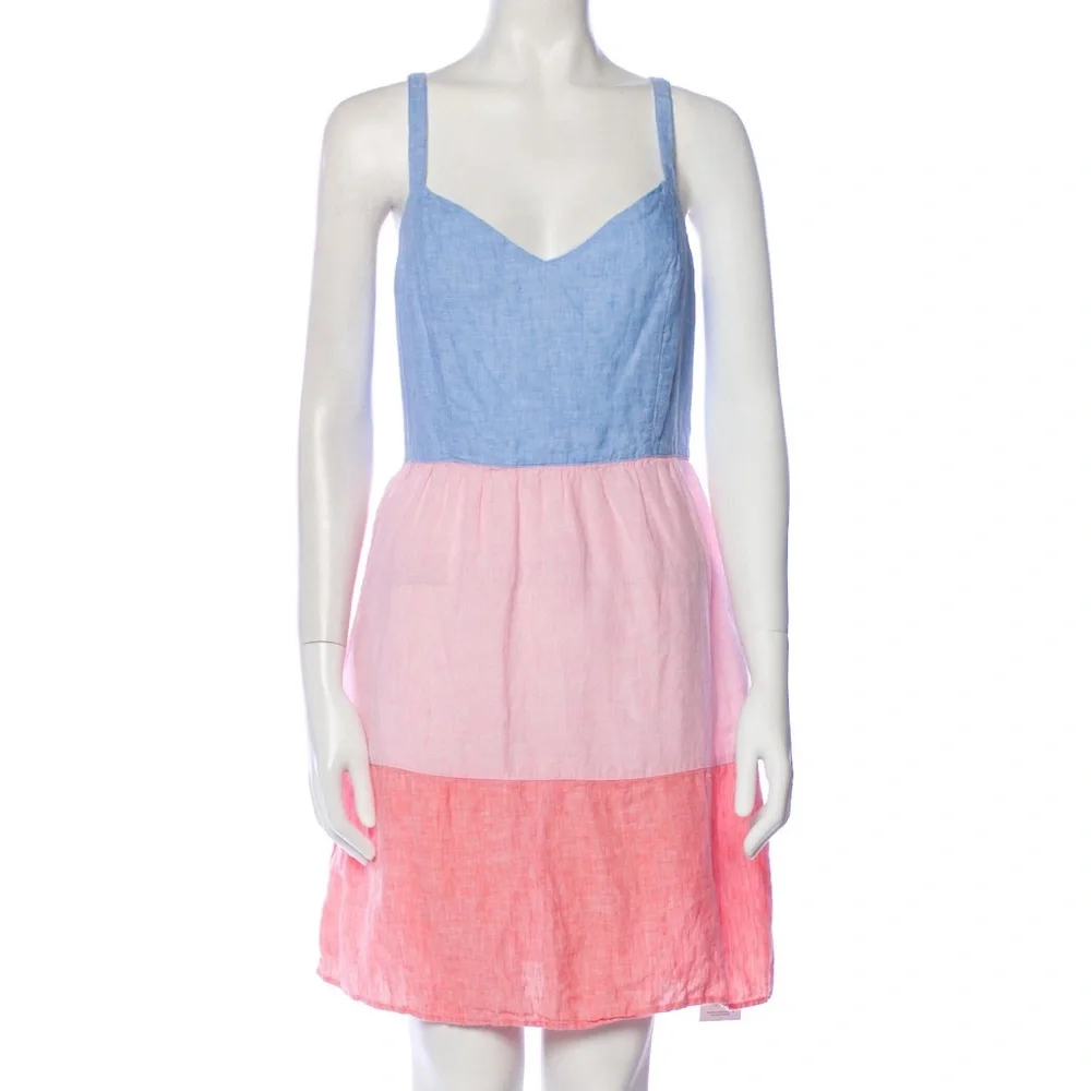 Cynthia Rowley color block linen mini dress - Picture 3 of 7